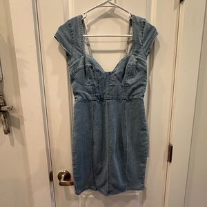 Denim Cap Sleeve Mini Dress